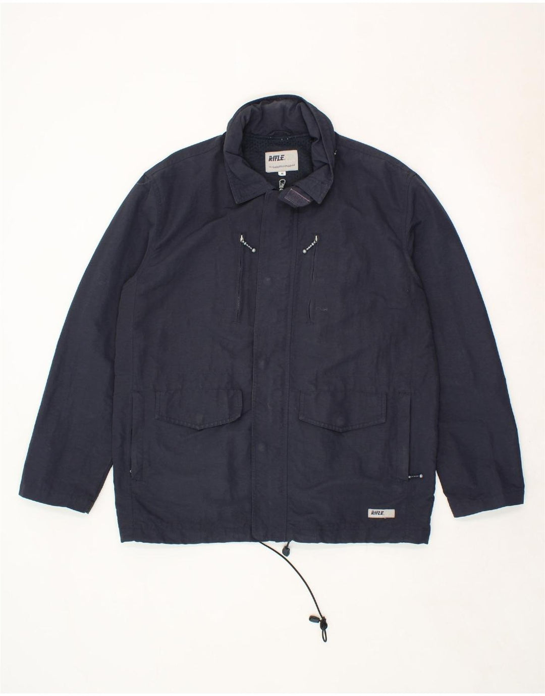 RIFLE Mens Hooded Utility Jacket UK 38 Medium Navy Blue Polyamide Vintage Rifle and Second-Hand Rifle from Messina Hembry 
