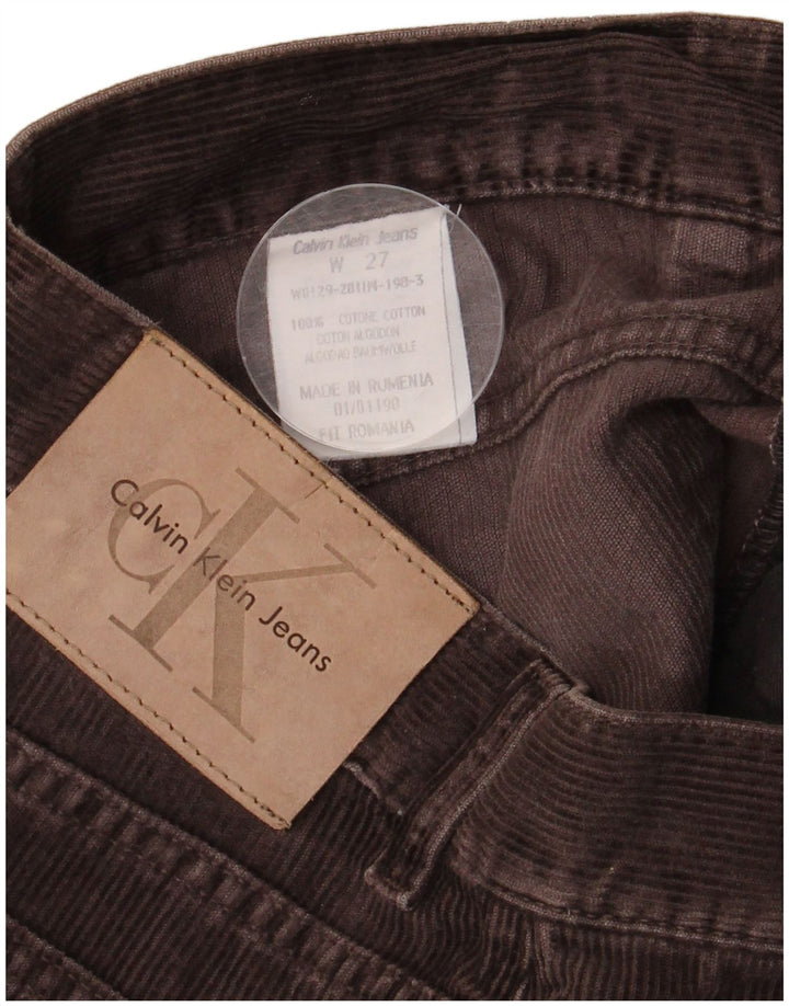 Pantaloni di velluto a coste bootcut da donna Calvin Klein W27 L26 cotone marrone