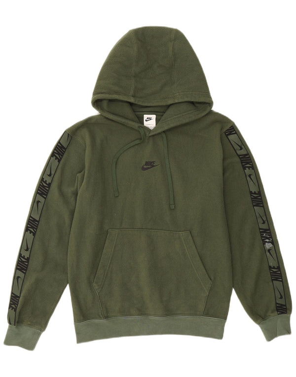 Maglione in pile con cappuccio grafico NIKE Therma-Fit da uomo XS verde poliestere