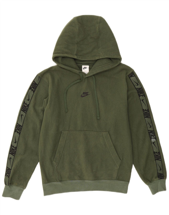 Maglione in pile con cappuccio grafico NIKE Therma-Fit da uomo XS verde poliestere