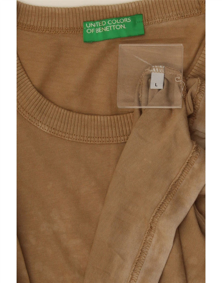 T-shirt Benetton da uomo lavaggio acido, taglia grande, marrone