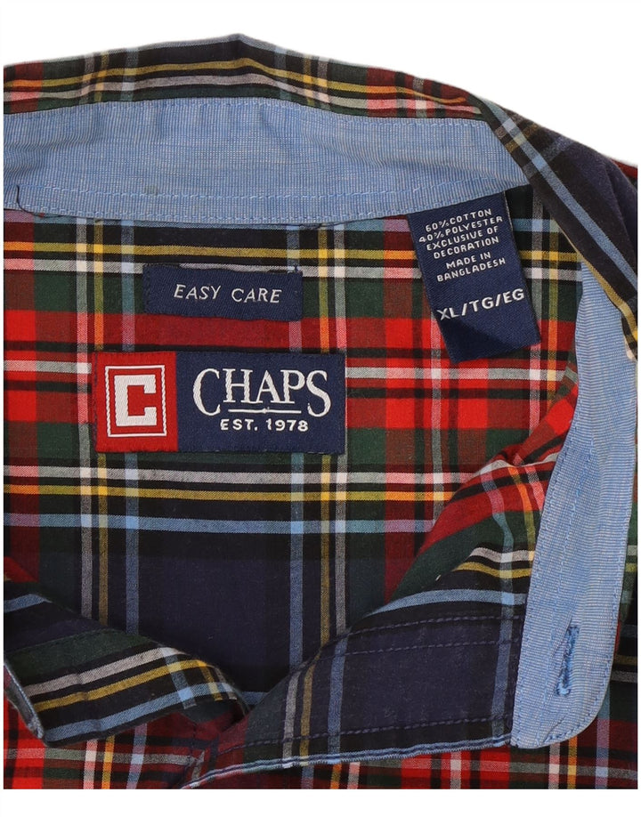 Chaps Camicia da uomo Easy Care XL in cotone a quadri multicolore