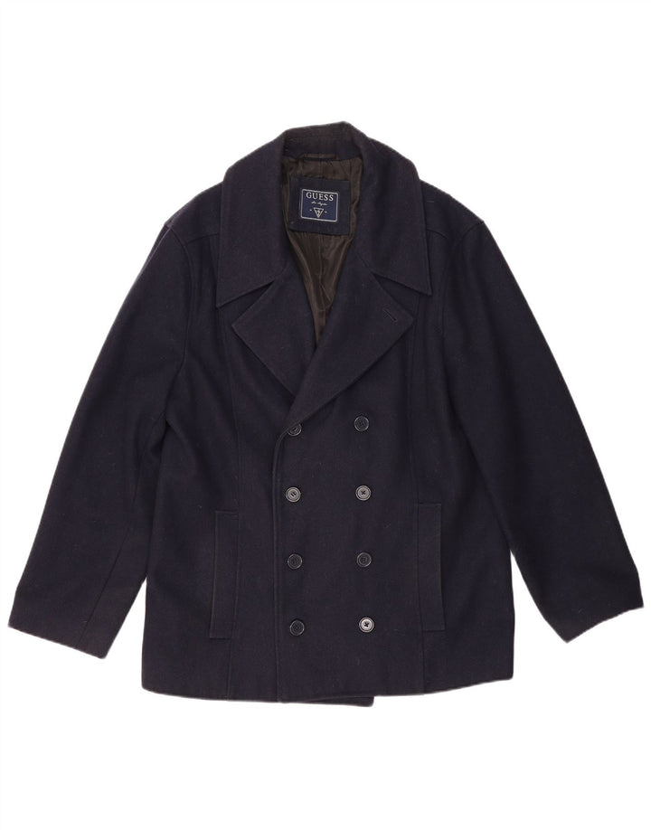 Guess Cappotto da marinaio da uomo UK 44 2XL Lana blu navy