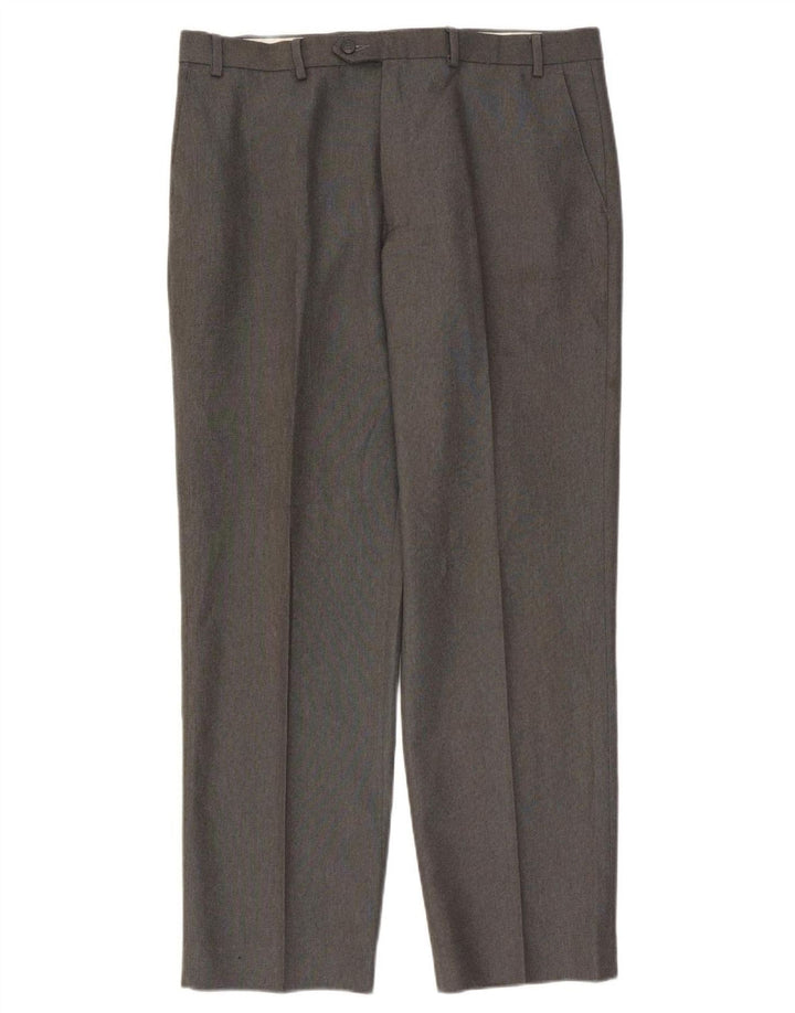 Pantaloni da abito dritti da uomo Marks & Spencer W38 L33 poliestere grigio
