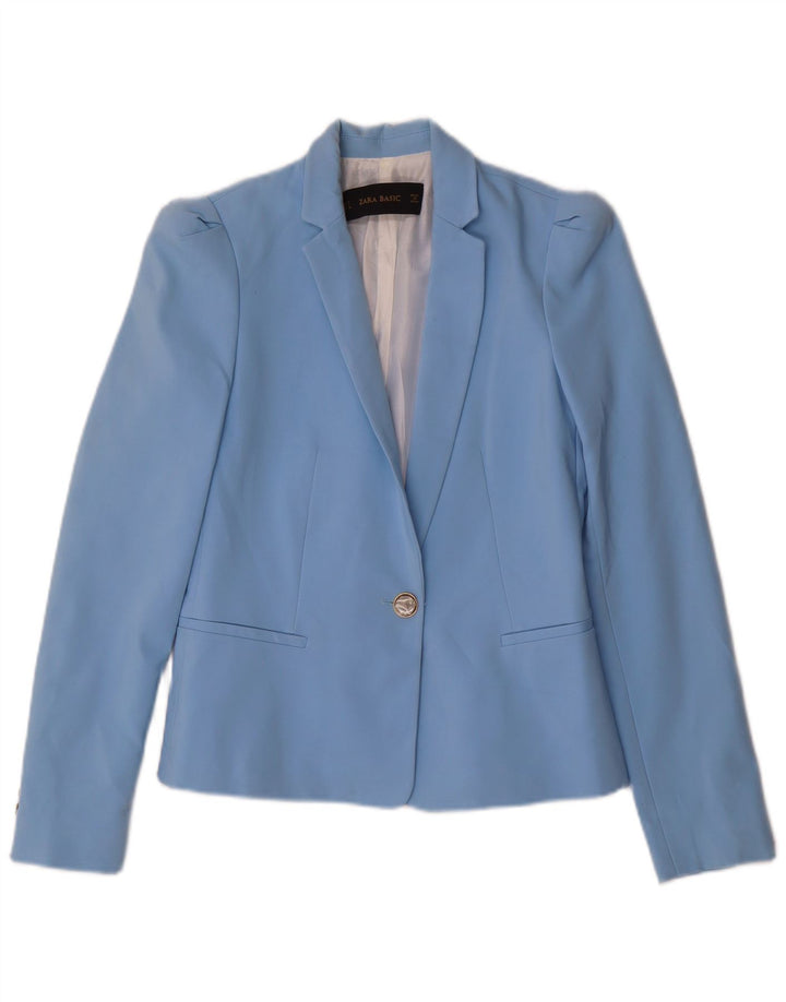Giacca blazer a 1 bottone da donna Zara UK 10 piccola blu poliestere