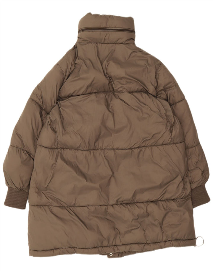 Cappotto imbottito oversize con cappuccio da donna Zara UK 10 piccolo poliestere marrone