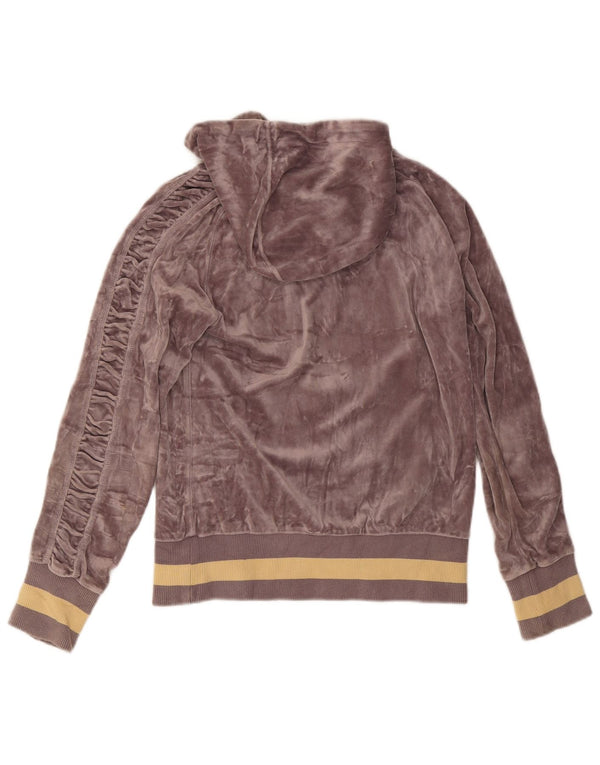 Maglione con cappuccio e zip grafica in velour da donna Puma UK 10 piccolo cotone grigio