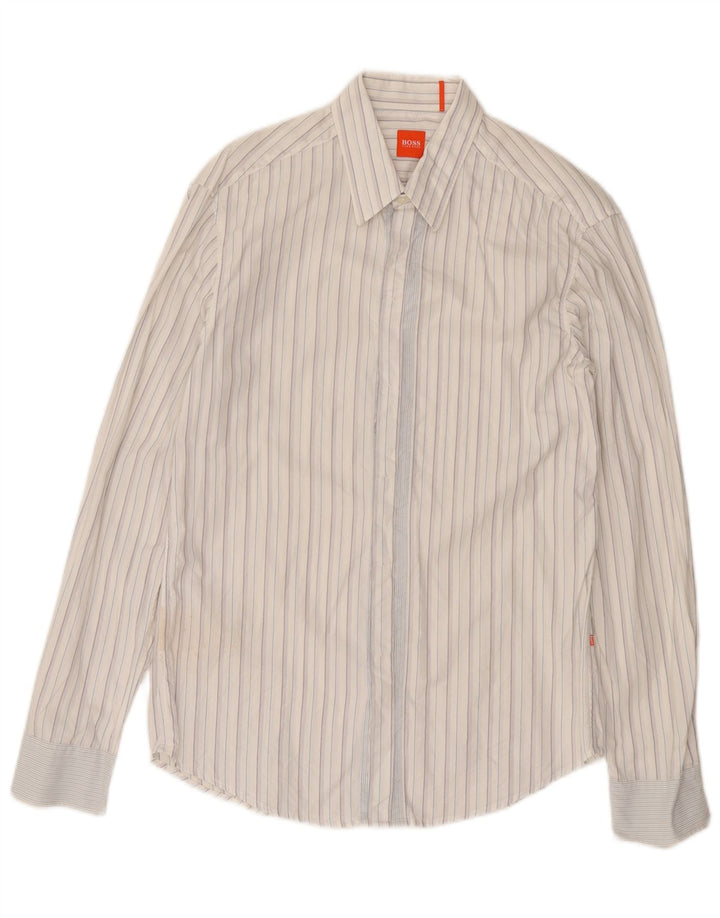 Camicia da uomo Hugo Boss a righe bianche medie