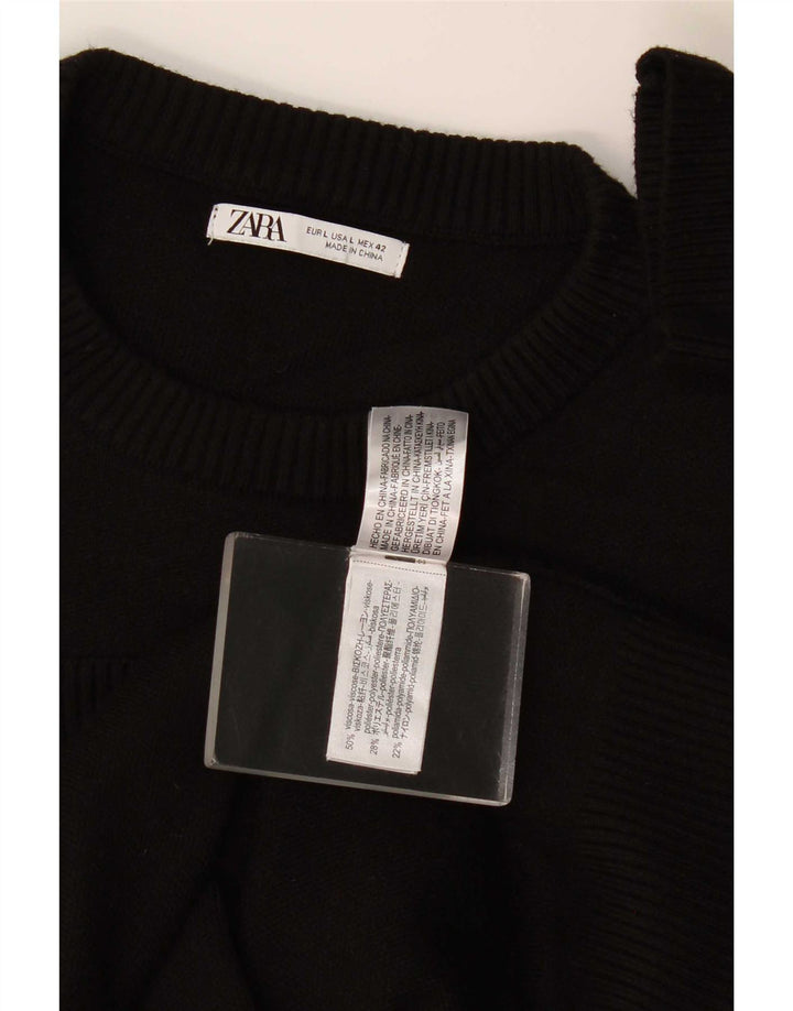 Maglione Zara da uomo girocollo grande in viscosa nera