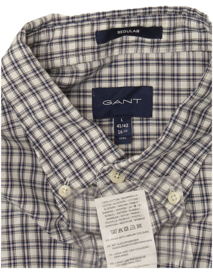 Gant Camicia da uomo vestibilità regolare taglia 16 1/2 grande cotone a quadri bianchi
