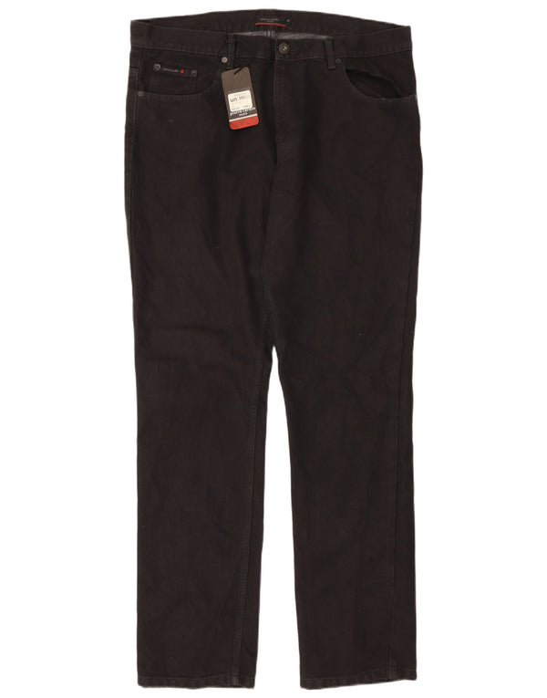 PIERRE CARDIN Jeans dritti da uomo Paris W38 L34 cotone nero