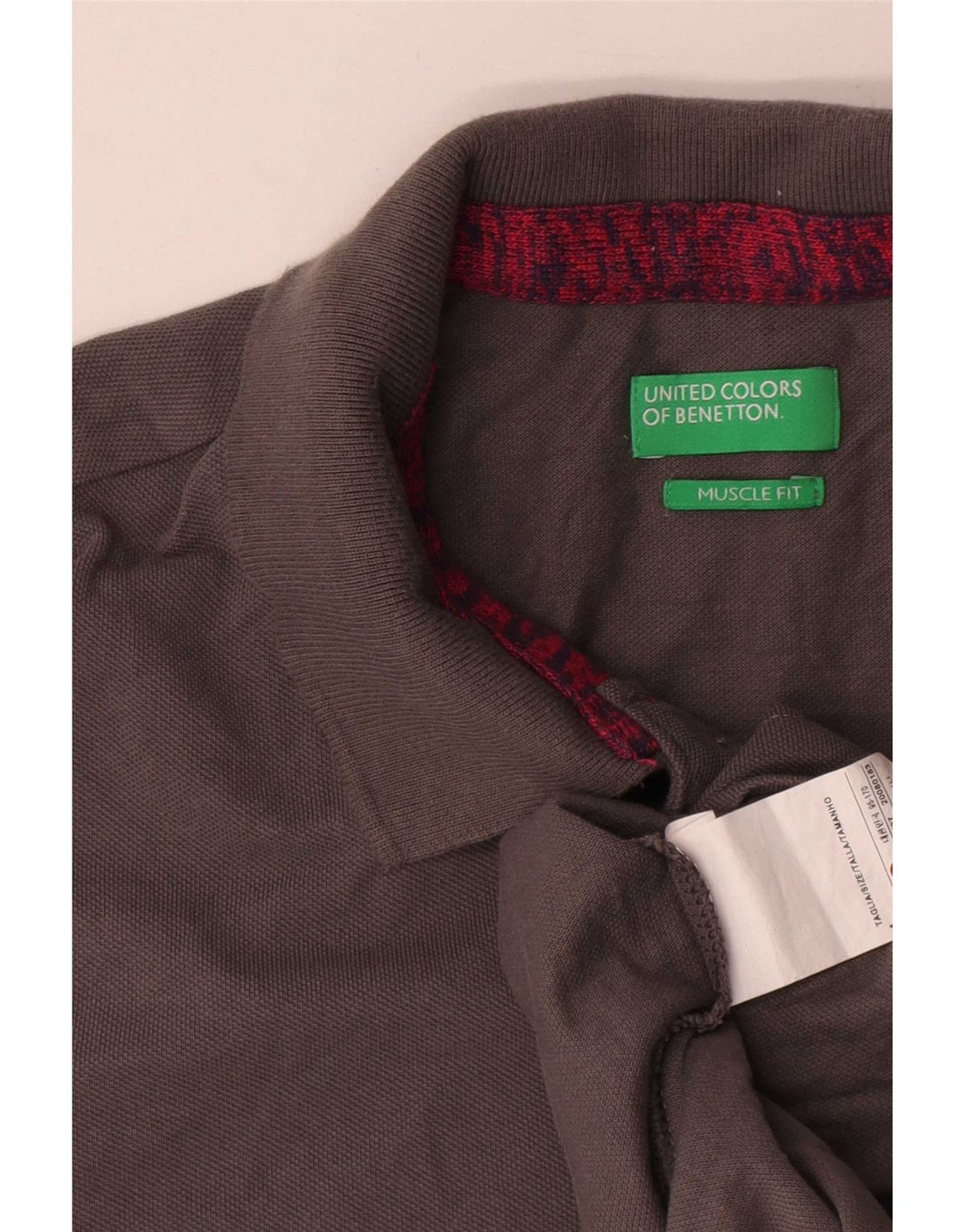 Polo Benetton da uomo Muscle Fit in cotone grigio medio