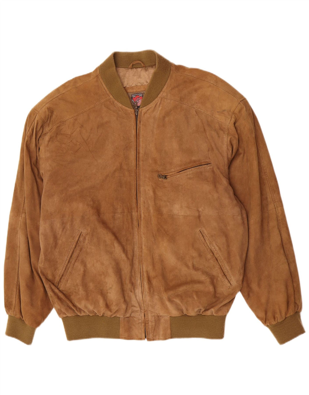 Giacca bomber scamosciata da uomo vintage UK 44 2XL in pelle marrone