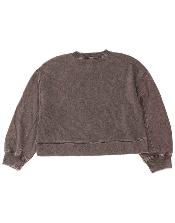 Felpa corta oversize da donna Zara UK 10 piccola in cotone grigio
