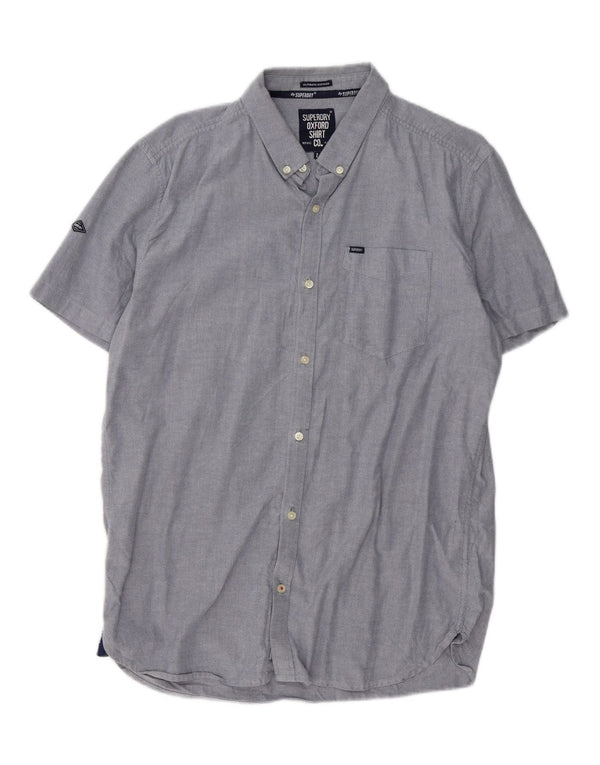 Camicia a maniche corte da uomo SUPERDRY XL in cotone blu