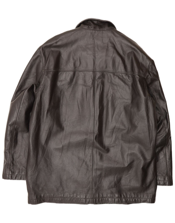 Cappotto in pelle vintage da uomo IT 58 3XL Nero