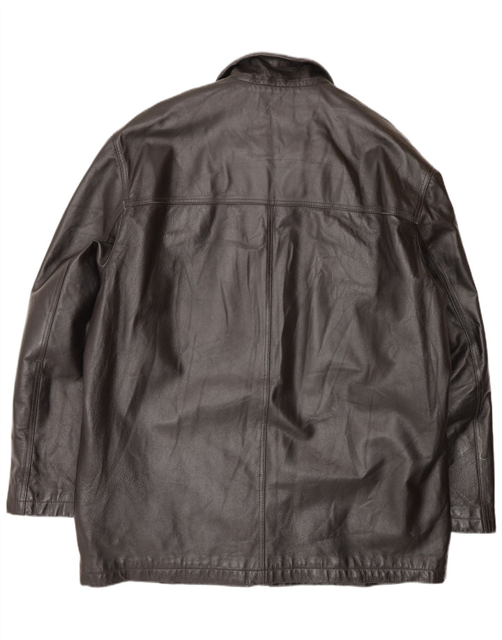 Cappotto in pelle vintage da uomo IT 58 3XL Nero
