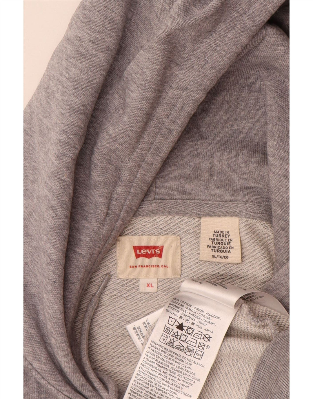 Maglione con cappuccio grafico da uomo Levi's XL in cotone grigio