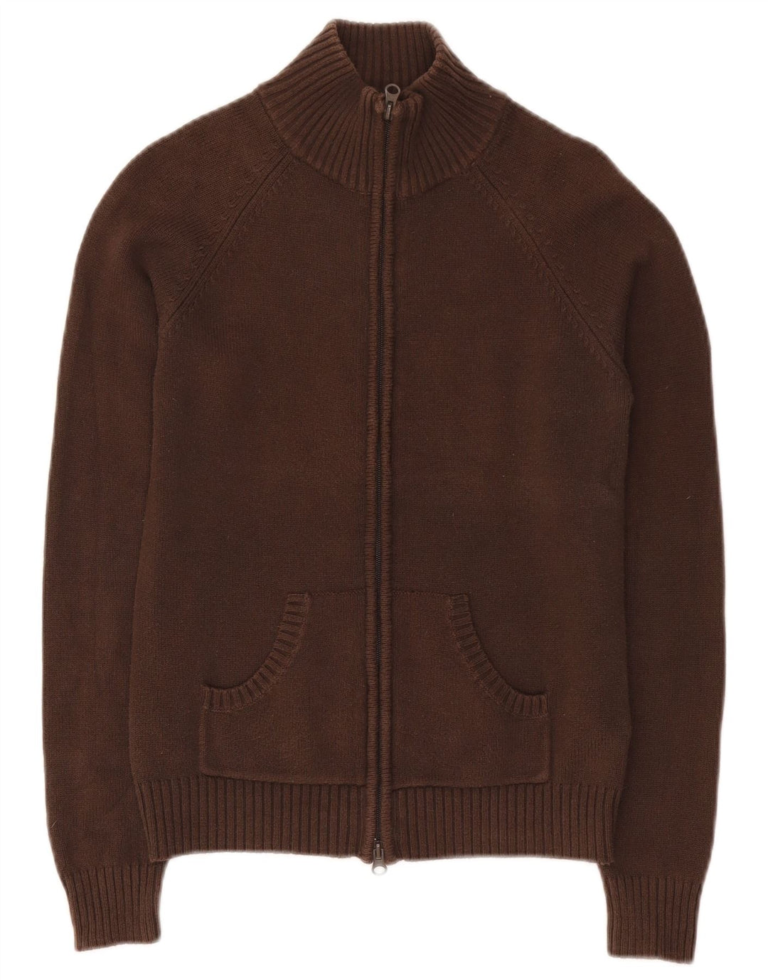 Maglione da donna Zara con collo con zip, UK 12, cotone marrone medio