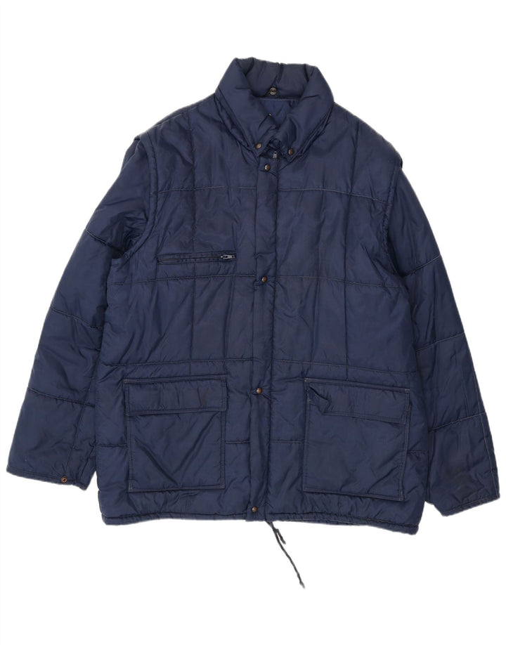 Giacca imbottita da uomo vintage UK 42 XL blu navy