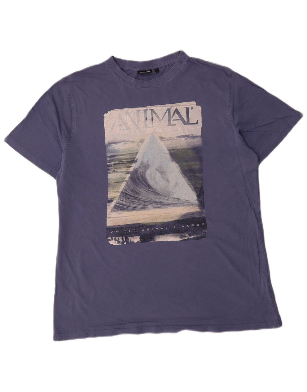 T-shirt grafica da uomo con animali in cotone blu medio