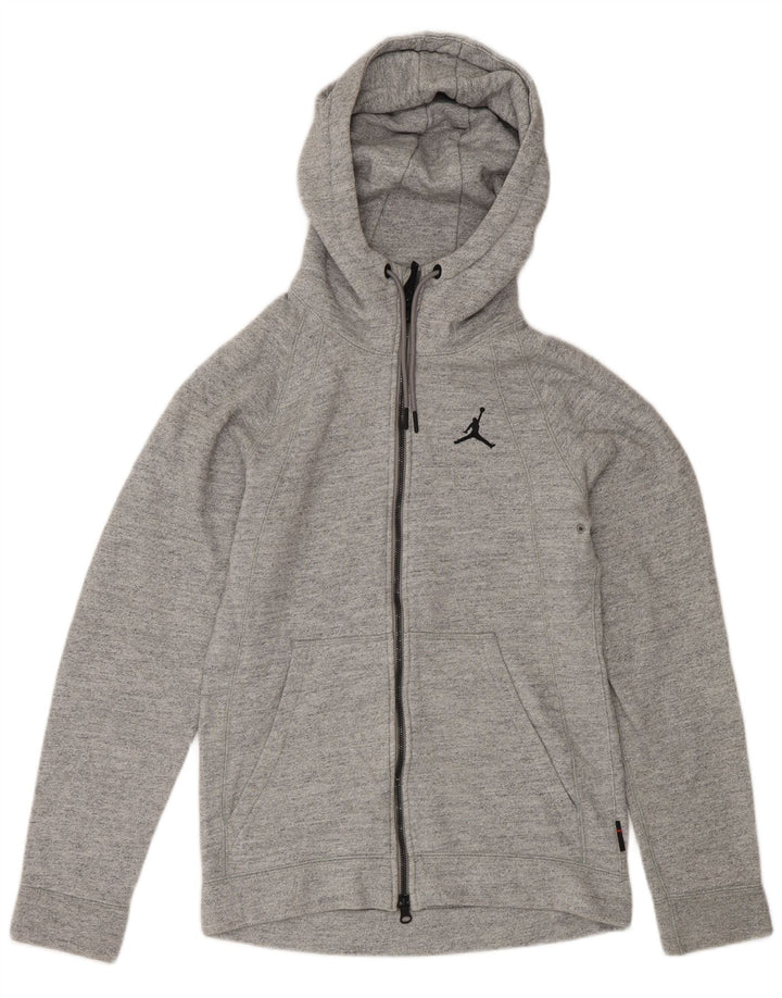Maglione con cappuccio e zip Jordan da uomo piccolo in cotone chiazzato grigio
