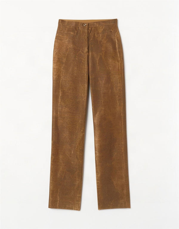 Pantaloni casual a vita alta da donna vintage IT 42 medi W26 L31 Marrone
