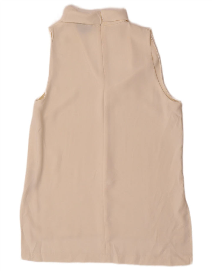 Topshop Camicetta senza maniche da donna Top UK 10 Small Poliestere bianco sporco