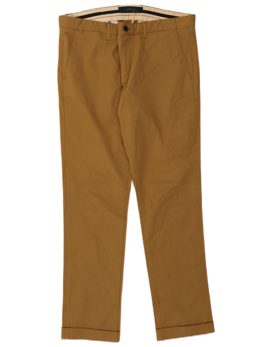 Pantaloni chino dritti da uomo ZARA EU 44 Large W34 L32 Beige