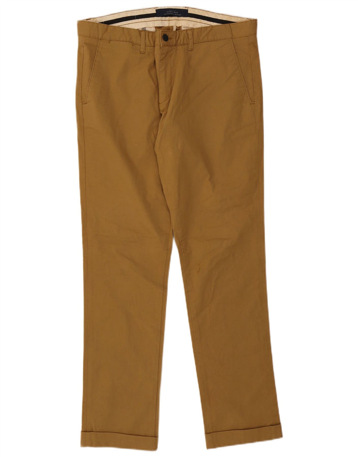 Pantaloni chino dritti da uomo ZARA EU 44 Large W34 L32 Beige