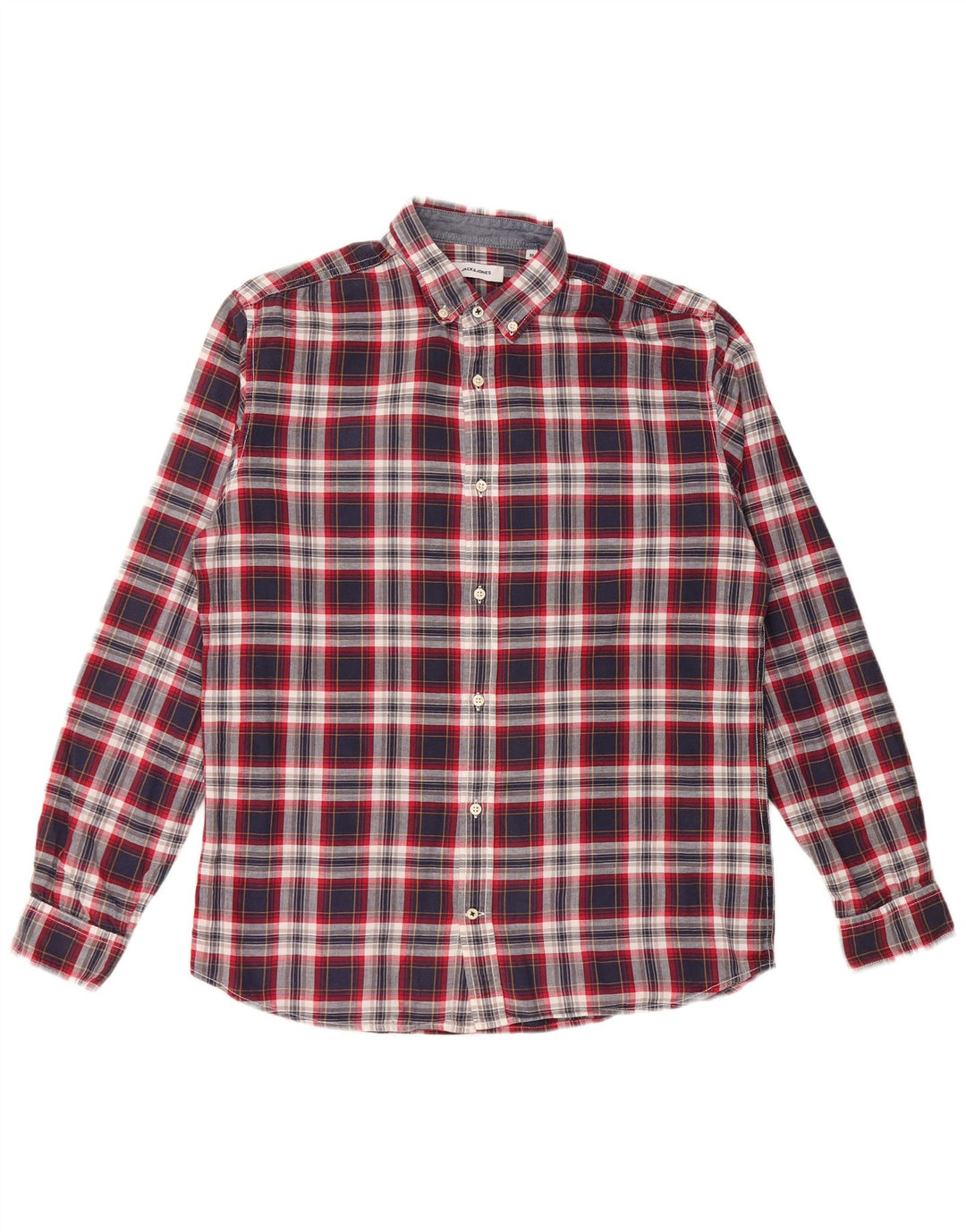 JACK & JONES Camicia da uomo in cotone a quadri blu navy medio