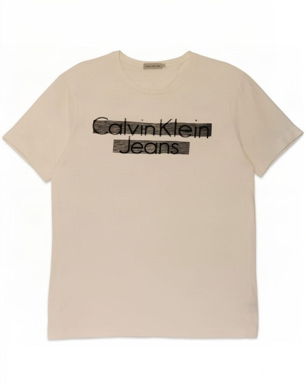 Maglietta grafica da donna Calvin Klein Jeans Top UK 18 XL cotone bianco