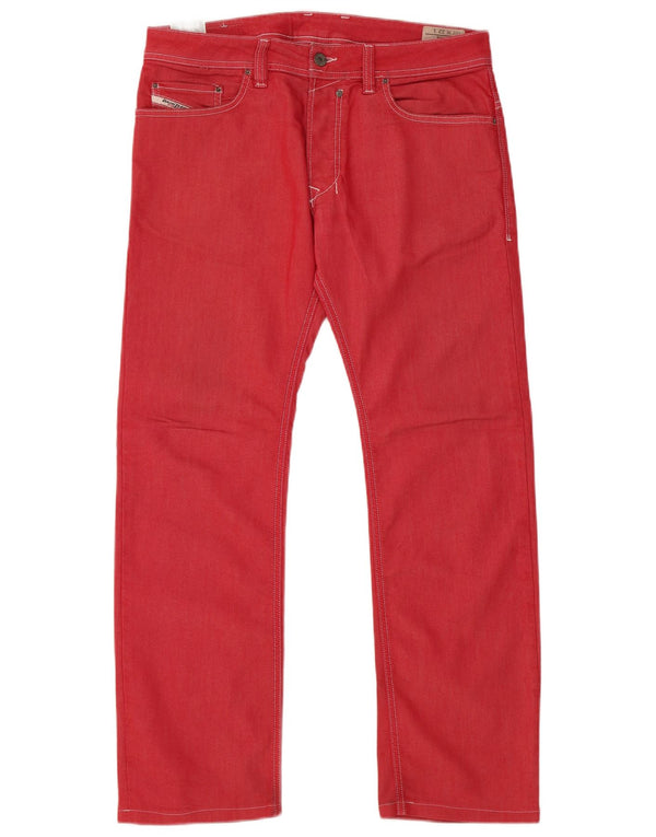 Jeans dritti da uomo Diesel Safado W32 L29 cotone rosso