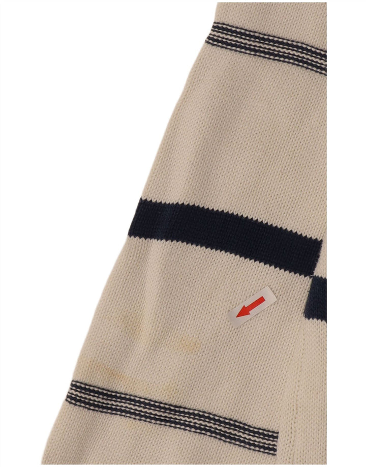 Maglione da uomo con scollo a V Stefanel XL bianco a rombi/diamante