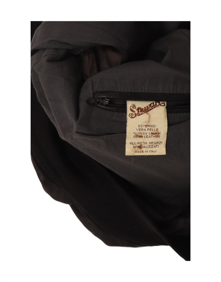 Giacca bomber in pelle da donna Stewart UK 20 2XL Biker in pelle nera