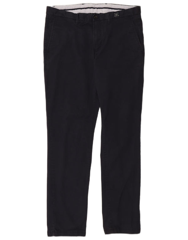 Pantaloni chino dritti da uomo Tommy Hilfiger W36 L32 cotone blu navy