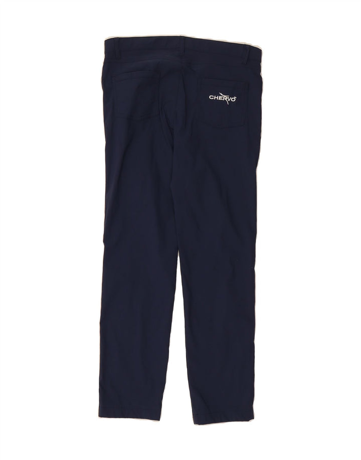 CHERVO Womens Straight Casual Trousers W29 L28 Navy Blue Polyamide Vintage Chervo and Second-Hand Chervo from Messina Hembry 