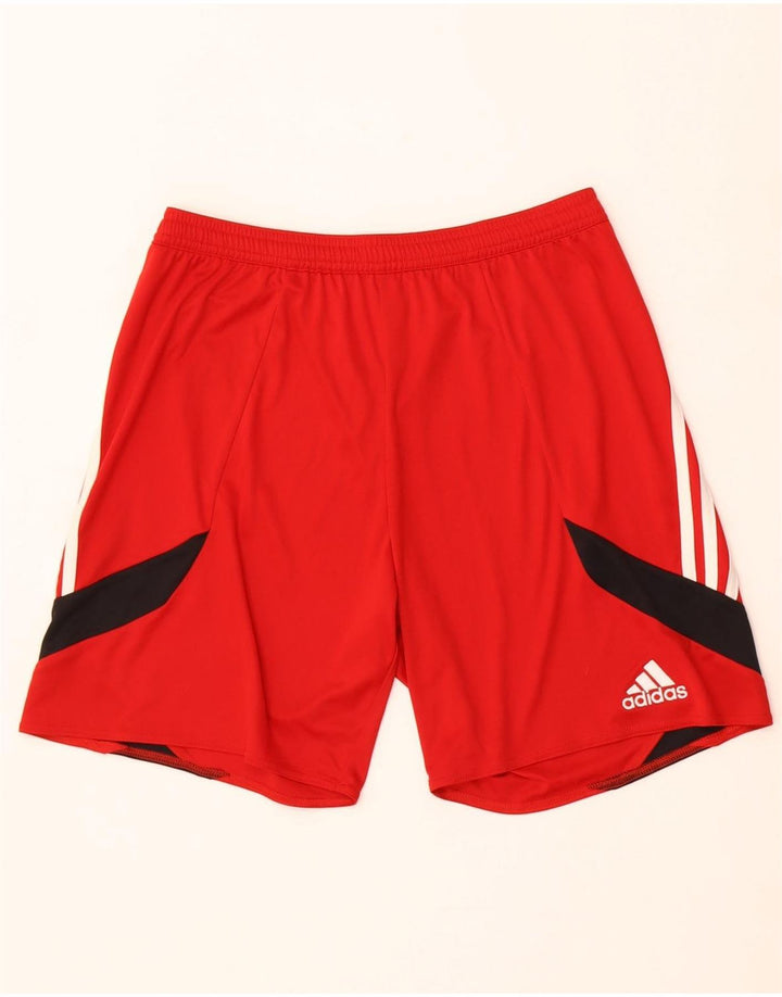 Pantaloncini sportivi Adidas Climalite da uomo in poliestere color block rosso medio