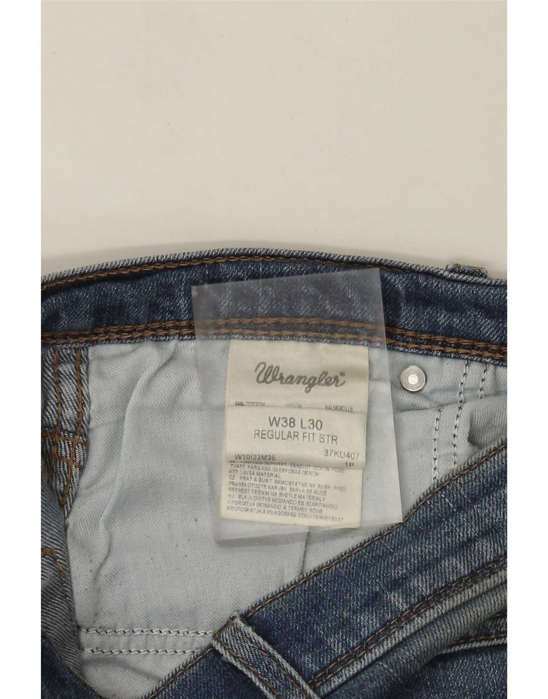 Jeans dritti da uomo Wrangler vestibilità regolare W38 L30 cotone blu