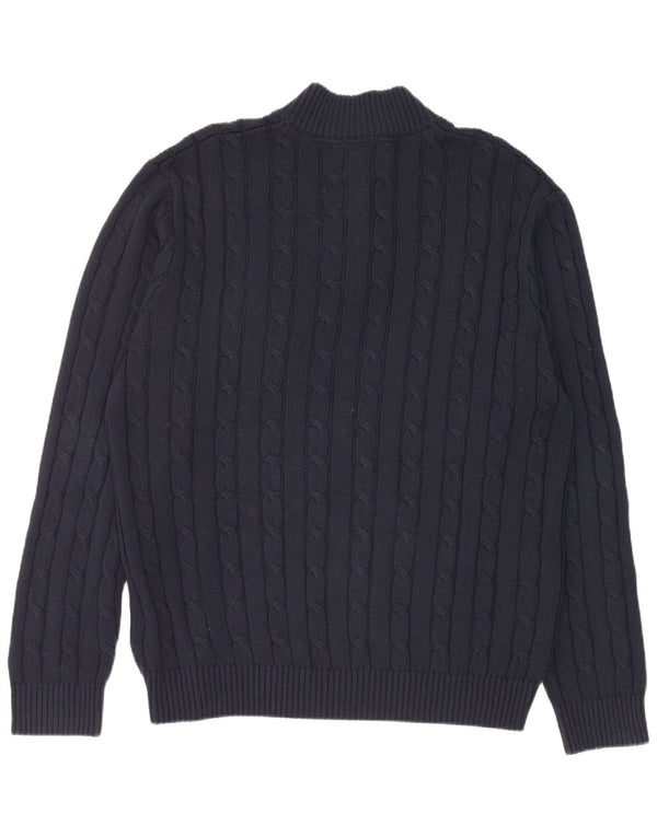 Crew Clothing Maglione da uomo con zip e collo 2XL in cotone blu navy