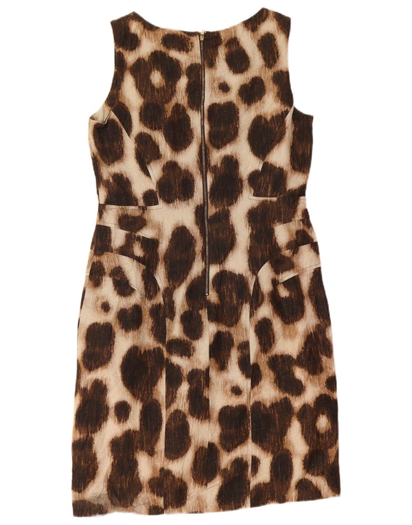 Abito tubino senza maniche da donna Calvin Klein UK 12 stampa animalier marrone medio