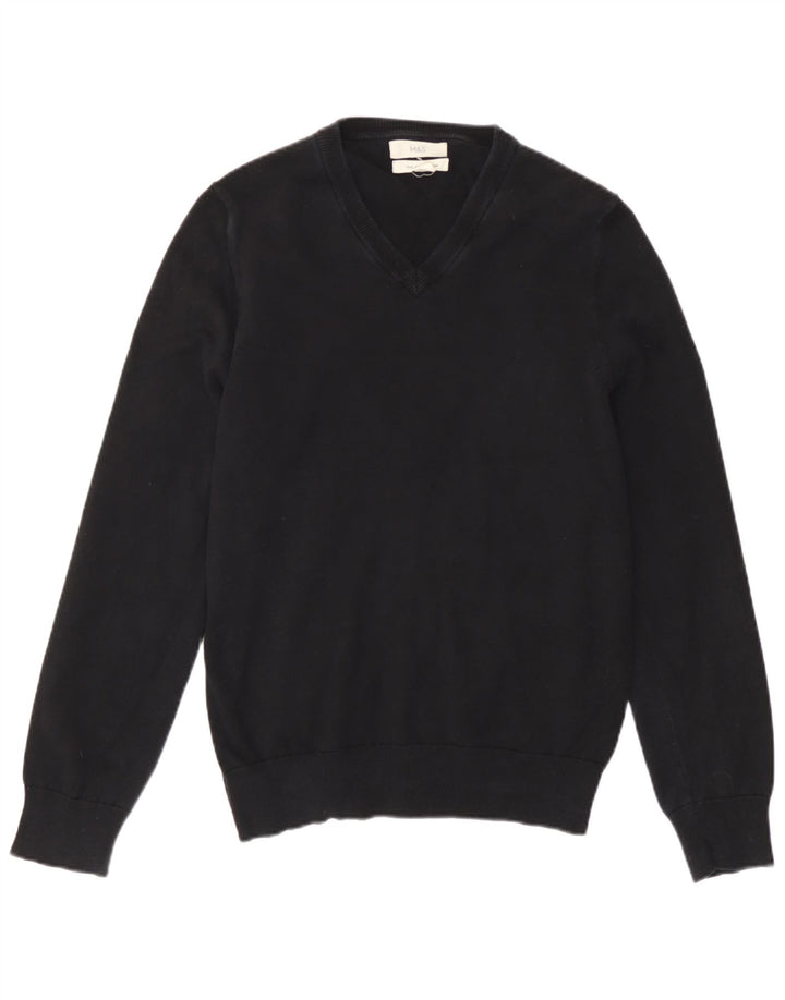 Maglione da uomo con scollo a V Marks & Spencer piccolo cotone nero