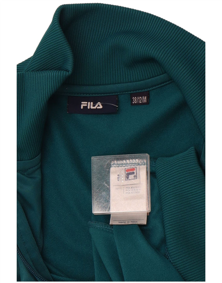 FILA Womens Tracksuit Top Jacket UK 12 Medium  Green Polyester
