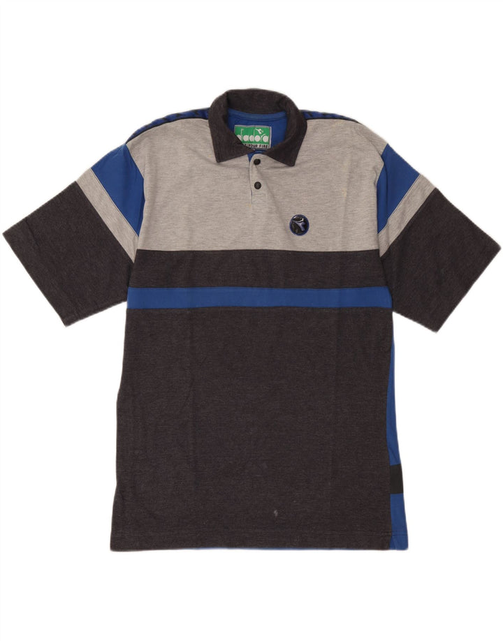 Polo Diadora Uomo In Cotone Colourblock Grigio Medio