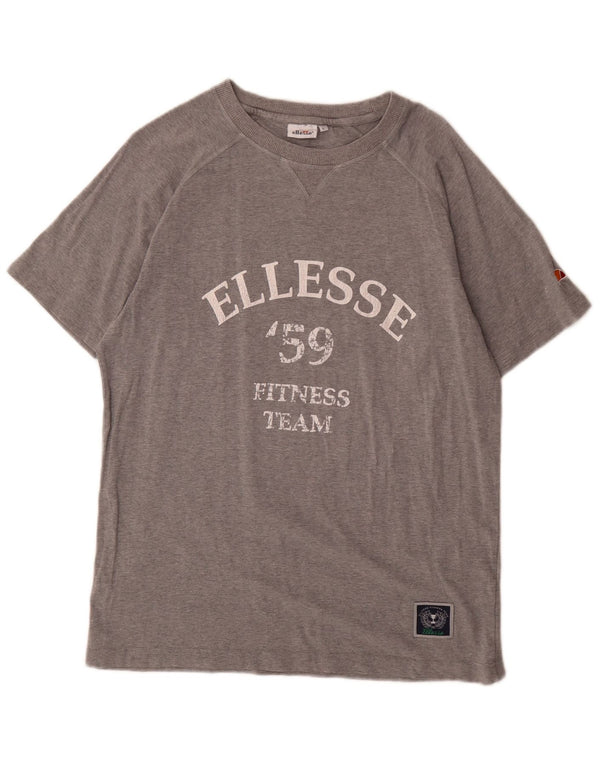 T-shirt grafica da uomo Ellesse Top grande in cotone chiazzato grigio