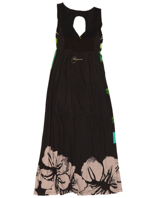 Desigual Abito lungo senza maniche con grafica da donna UK 8 Small Black Floral