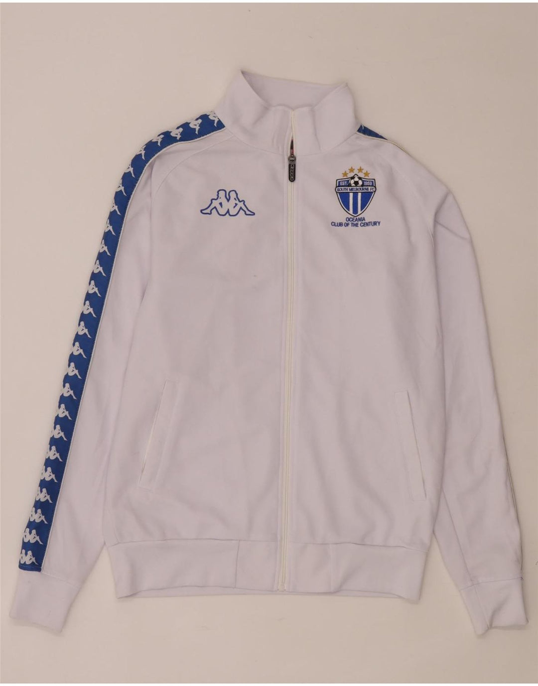 Giacca da tuta grafica da uomo Kappa in poliestere color block bianco medio