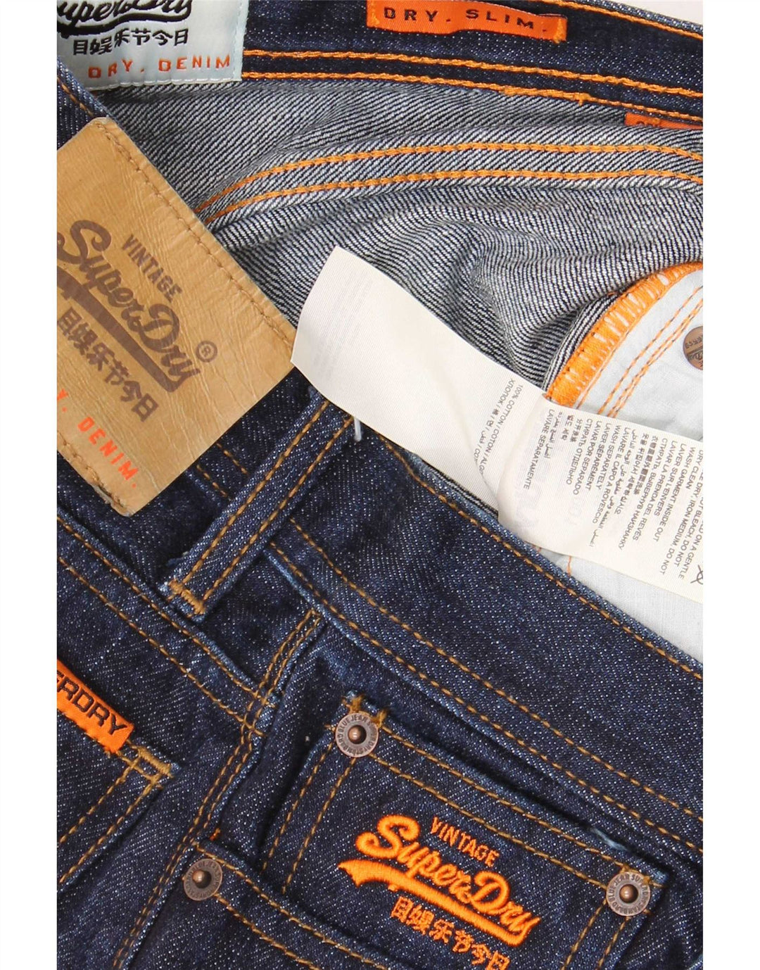 Jeans slim da donna Superdry W28 L30 cotone blu navy