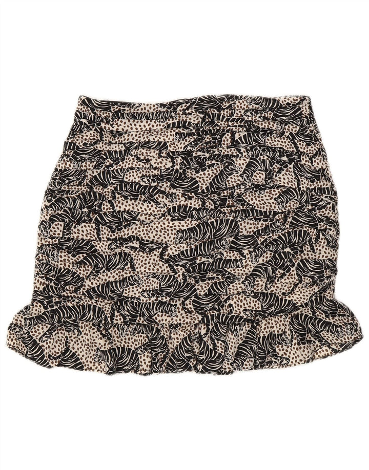 Minigonna da donna Zara XS W24 Poliestere con stampa animalier nera