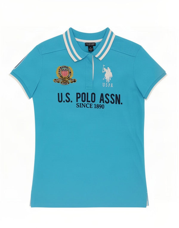 Polo Assn. Camicia grafica da donna UK 14 grande cotone blu